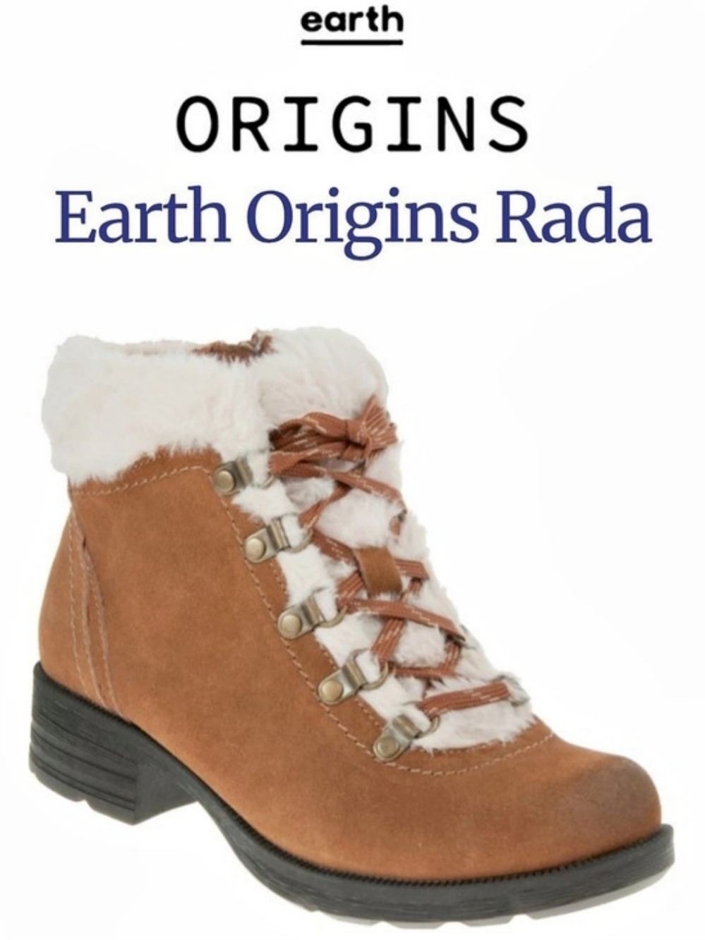 Earth Origins Rada Suede Faux Fur Winter Boots in Brown Size 7 ❗️fits like 6❗️